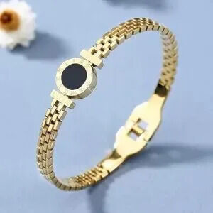 Gold Plated Stainless Steel Roman Numeral Bracelet